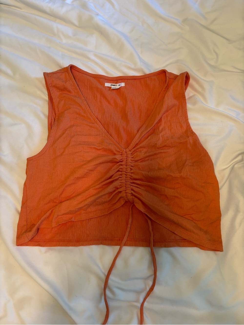 O'Neill Orange Ruched V-Neck Crop Tank